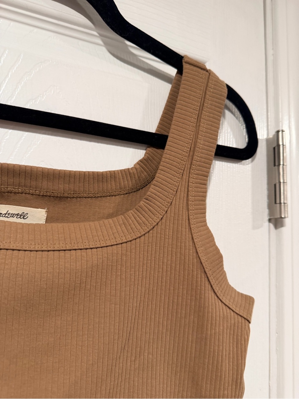 NWOT Madewell Ribbed Size M Brown Square Neck Crop Tank Top Fitted - Picture 3 of 10